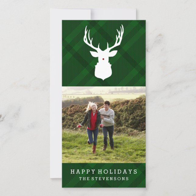RUSTIC DEER | PLAID | STYLISH HOLIDAY CARD (Front)
