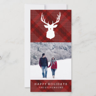 RUSTIC DEER   PLAID   STYLISH HOLIDAY CARD