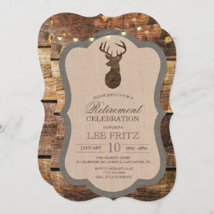 Rustic Deer Retirement Invitation