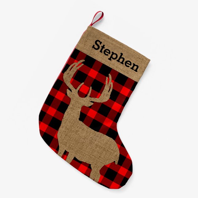 Rustic Deer Small Christmas Stocking (Front (Hanging))