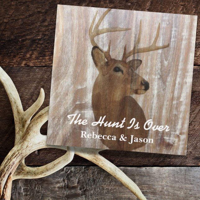 rustic deer the hunt is over wedding invitation (rustic deer the hunt is over wedding invitation)