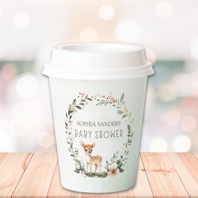 Rustic Deer-Themed Baby Shower Paper Cups (Creator Uploaded)