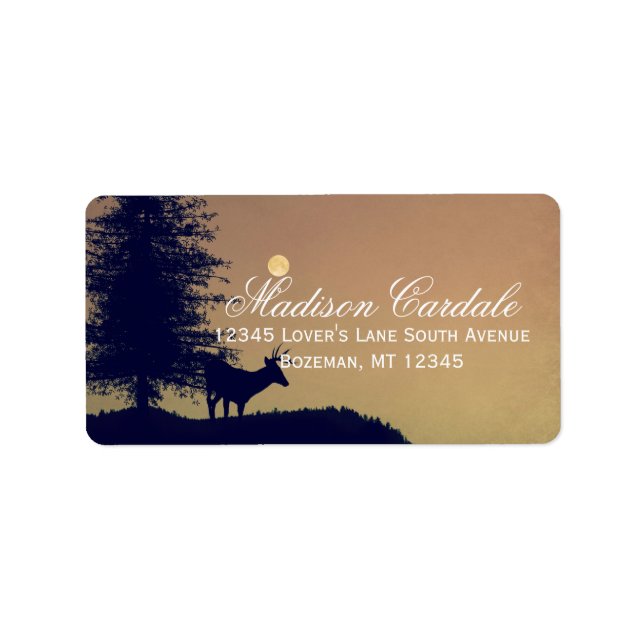 Rustic Deer Tree Country Wedding Address Labels (Front)