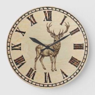 Rustic Deer Wall Clock – Woodland Wildlife Art