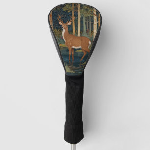 Rustic deer watercolor woodland forest greenery  golf head cover