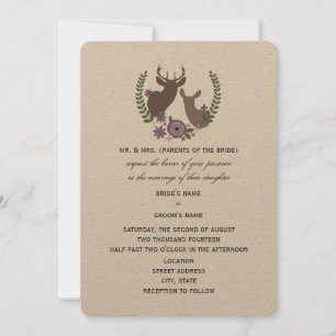 Rustic Deer Wedding - Purple Floral Invitation