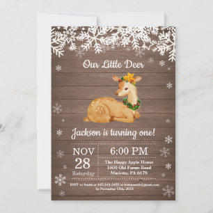 Rustic Deer Winter Boy Birthday Invitation
