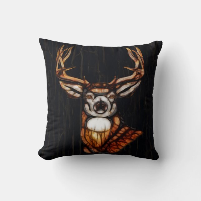 Rustic Deer Wooden Look Country Barn Hunting Cushion (Front)