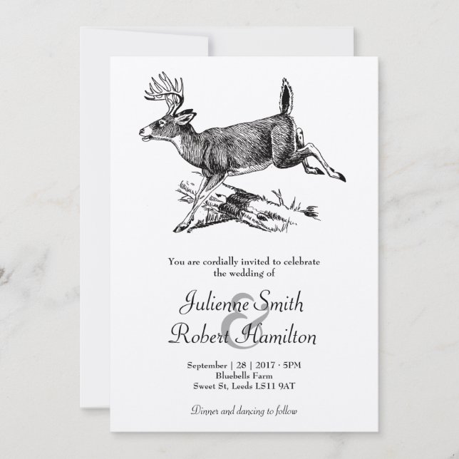 Rustic Deer Woodland Wedding Invitation (Front)