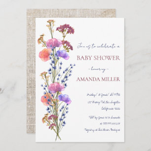 Rustic Delicate Acrylic Floral Bouquet Baby Shower Invitation