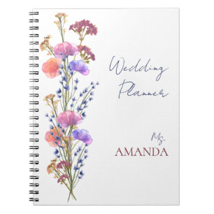 Rustic Delicate Acrylic Floral Bouquet Wedding Notebook