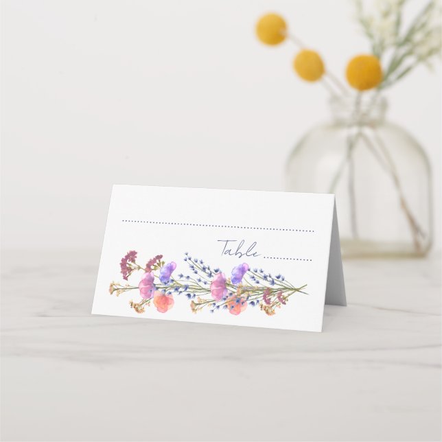 Rustic Delicate Acrylic Floral Bouquet Wedding Place Card (Front)