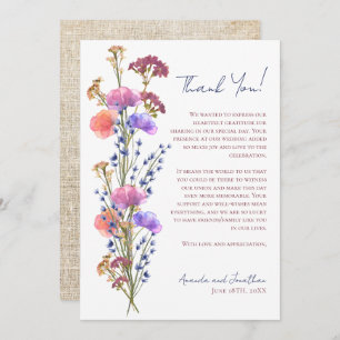 Rustic Delicate Acrylic Floral Photo Thank You Card