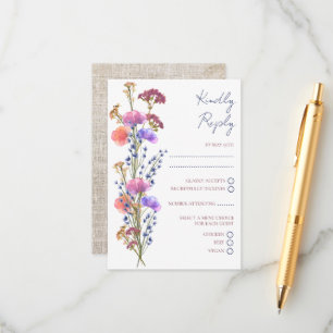 Rustic Delicate Acrylic Floral RSVP Wedding  Enclosure Card
