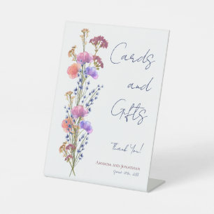 Rustic Delicate Acrylic Floral Wedding Cards&Gifts Pedestal Sign