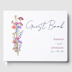 Rustic Delicate Acrylic Floral Wedding Guest Book