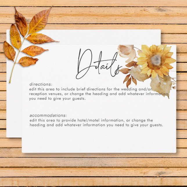 Rustic Delicate Fall Floral Wreath Details Enclosure Card (Rustic Delicate Fall Floral Wreath Details Enclosure Card)