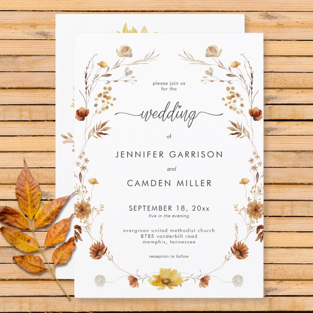 Rustic Delicate Fall Floral Wreath Wedding Invitation (Rustic Delicate Fall Floral Wreath Wedding Invitation)