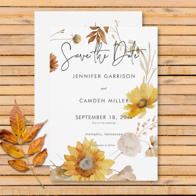 Rustic Delicate Fall Floral Wreath Wedding Save The Date (Rustic Delicate Fall Floral Wreath Wedding Save The Date)