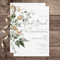 Rustic Delicate Tan Fall Wildflowers Bridal Brunch