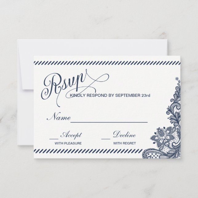 Rustic Denim and Lace RSVP (Front)