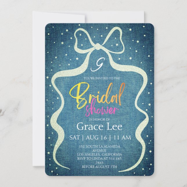 Rustic Denim Bridal Shower Invitation (Front)