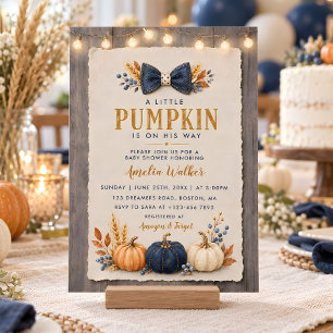 Rustic Denim Little Pumpkin Boy Baby Shower Invitation