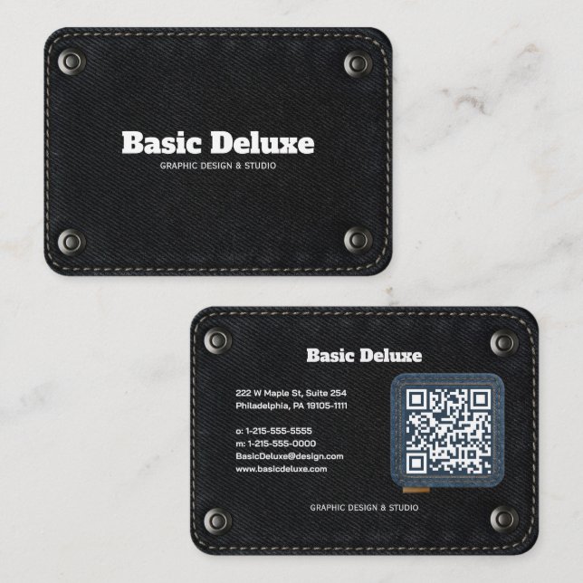 Rustic Denim Patch Business Card | Dark Jean  (Front/Back)