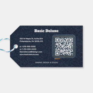 Rustic Denim Patch Business Card Dark Jean Gift Tags