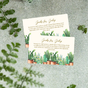 Rustic Desert Cactus Garden Books For Baby Shower Enclosure Card