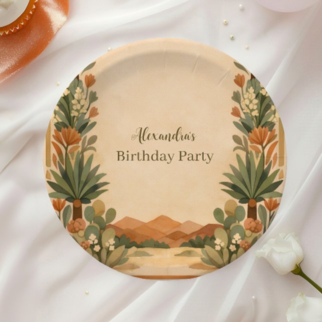 Rustic Desert Florals Birthday Paper Plate (Creator Uploaded)