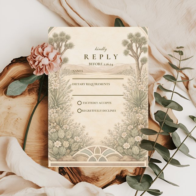 Rustic Desert Meadow Wedding RSVP Card (Creator Uploaded)