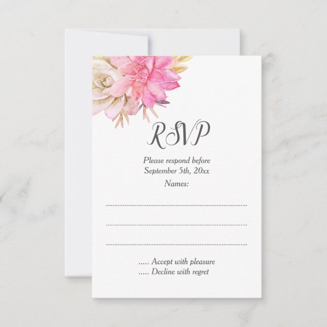 Rustic Desert Succulents Wedding Reply Cards (Front)