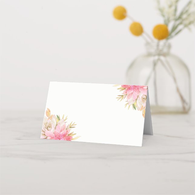 Rustic Desert Watercolor Succulents Place Card (Front)