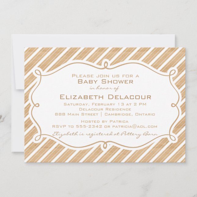 Rustic Diagonal Stripes Baby Shower Invitation (Front)