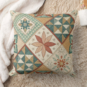 Rustic Diamond Patchwork Pattern - Geometric Cushion