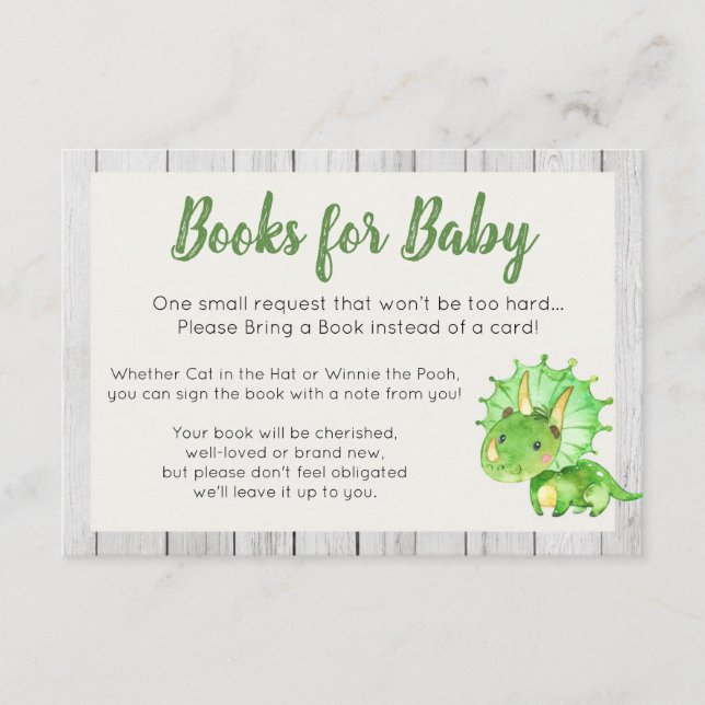 Rustic Dinosaur Books for Baby Card (Front)
