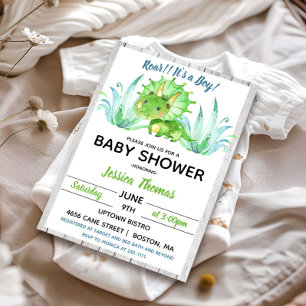 Rustic Dinosaur Boy Baby Shower Invitation
