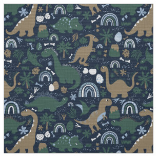 Rustic Dinosaur Forest Prehistoric Kids Pattern Fabric