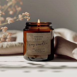 Rustic Distressed Burlap Custom Candle Label 