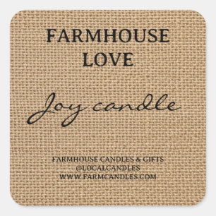 Rustic Distressed Burlap Custom Candle Stickers