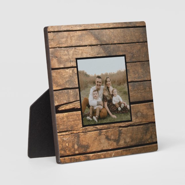 Rustic distressed dark outdoors Barn Wood pattern Plaque (Front)