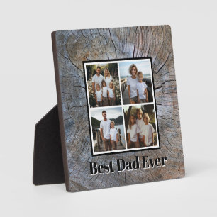 Rustic distressed Tree ring pattern photo Dad Plaque