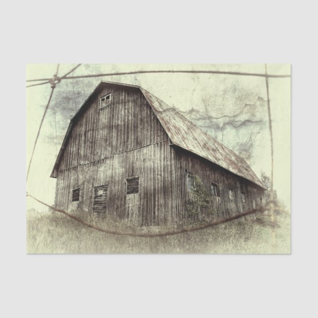 Rustic Distressed Vintage Texture Old Barn  Tissue Paper (Front)