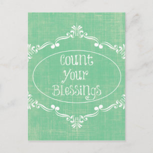 Rustic distressed with Count your Blessings Quote Postcard