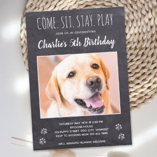 Rustic Dog Birthday Party Puppy Pet Photo Invitation Postcard