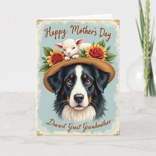 Rustic Dog Floral Mothers Day Card