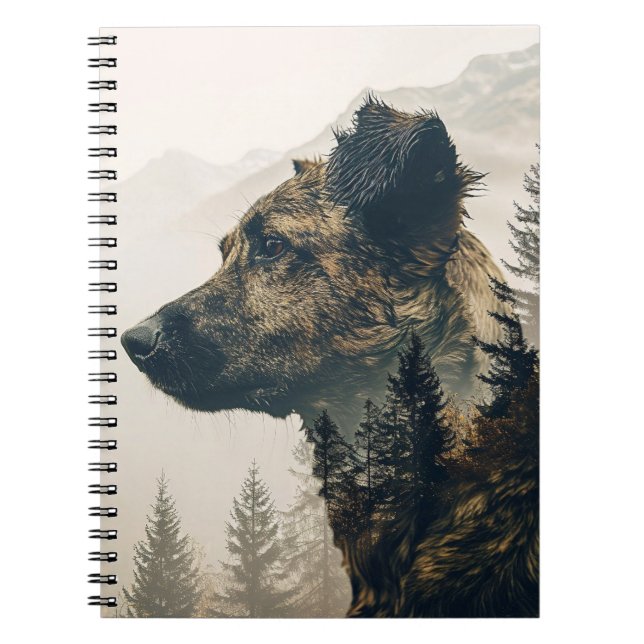 Rustic Dog Forest Landscape Photo Notebook (Front)