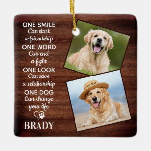 Rustic Dog Lover Quote Keepsake Pet Dog Photo Ceramic Ornament