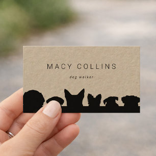 Rustic dog silhouette kraft business card